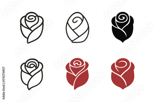 Napkin Logo Varieties. Folding napkins. Set Logo of Folding napkins: napkin in rose fold. harmonious logo variations of the same emblematic concept, each with