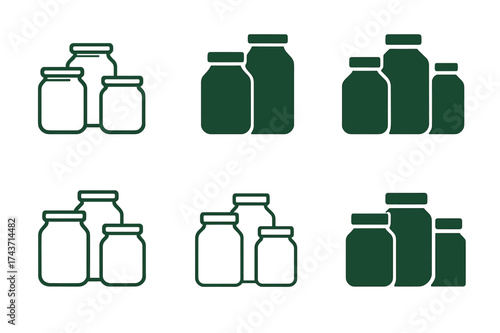 Kitchen Jar Logos. Home Organization Tips. Set Logo of Home Organization Tips: kitchen jars. harmonious logo variations of the same emblematic concept, each