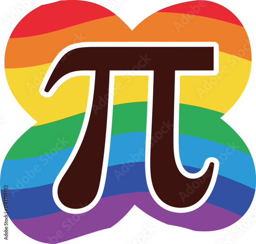 Rainbow pi symbol graphic design for lgbtq community support