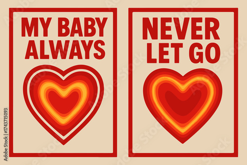 Eternal Love Banners. Commitment. Two vertical A6 banners with safe margins, centered composition, no elements touching edges, bold style, red and beige,