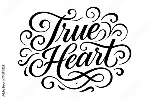 True Heart Calligraphy. ?True Heart?. Elegant modern calligraphy lettering with bold and saturated thick