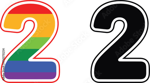 Rainbow number two vector illustration isolated on white