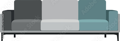 Modern 3-Seater Sofa with Geometric Design