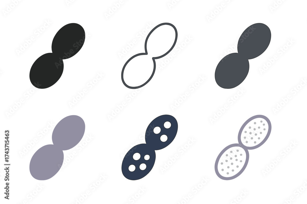 Fototapeta premium Yeast Microbe Logos. Microbe. Set Logo of Microbe: yeast cell. harmonious logo variations of the same emblematic concept, each with different