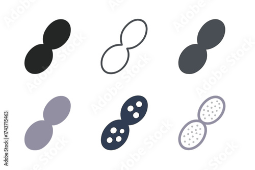 Yeast Microbe Logos. Microbe. Set Logo of Microbe: yeast cell. harmonious logo variations of the same emblematic concept, each with different