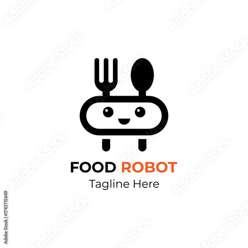 Cooking robot logo design. Creative illustration robot restaurant logo. 