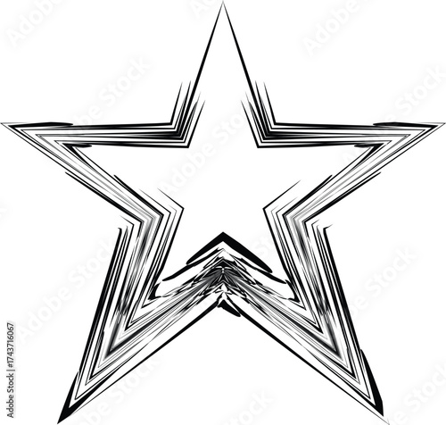 a stylized, somewhat abstract outline of a five-pointed star, rendered with a brushstroke or sketch-like effect. It appears to be a graphic element, possibly for design purposes. 