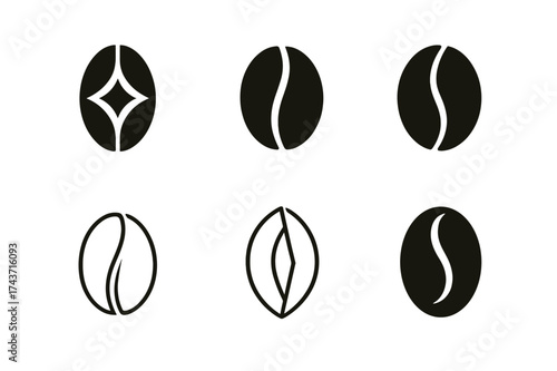 Coffee Tasting Logos. Coffee tasting notes sheet. Set Logo of Coffee: coffee tasting icons with chart. harmonious logo variations of the same emblematic