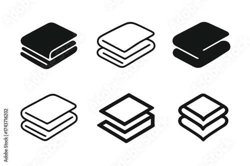 Elegant Bedding Logos. White bedding. Set Logo of Home decor: folded sheets icon. harmonious logo variations of the same emblematic concept, each