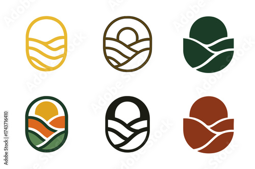 Maximalist Logo Grid. Maximalist Aesthetics. Set Logo of Maximalist Aesthetics: layered patterns. harmonious logo variations of the same emblematic concept,