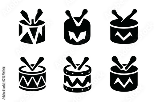 Strange Celebration Logos. Strange Celebration. Set Logo of Strange Celebration: drum. harmonious logo variations of the same emblematic concept, each with
