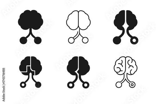 Neuroscience Logo Variations. Neuroscience of memory. Set Logo of Neuroscience of memory: Long-term potentiation (LTP) symbol. harmonious logo variations of