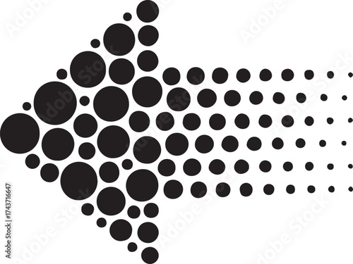 Abstract Dot Arrow Composition Built From Circles, Symbolizing Growth, Movement, Direction, and Modern Design