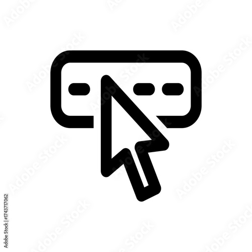 Black rounded rectangle with three dots and a black cursor pointing to the rectangle element icon