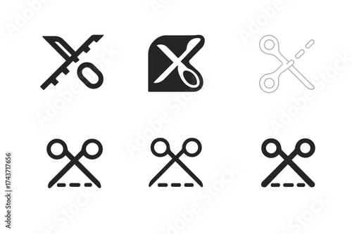 Conceptual Design Logos. Edge. Set Logo of Conceptual design: cutting line icon. harmonious logo variations of the same emblematic concept, each with different