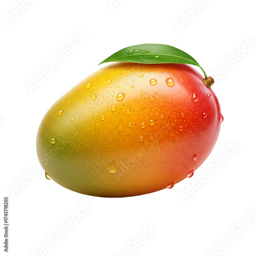 mango with green leaf isolated