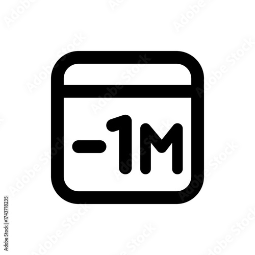 Illustration of a calendar icon showing minus one million indicating a decrease in time or sales data