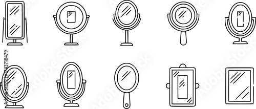 Simple set of mirror modern thin line icons.
