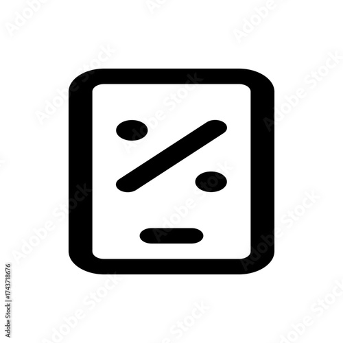 Black outline of a mobile phone displaying a percentage symbol with two dots and a short line below it