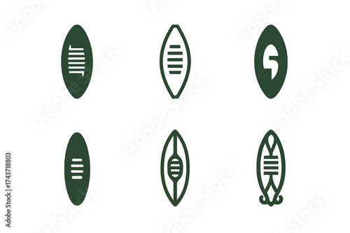 Natural Fibers Logos. Natural Fibers. Set Logo of Natural Fibers: loom shuttle. harmonious logo variations of the same emblematic concept, each with different