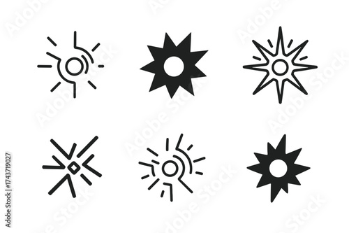 Sound Impact Logos. Sudden loud noise. Set Logo of Sound: abstract sound impact icon. harmonious logo variations of the same emblematic concept, each with