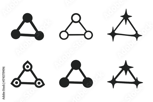 Astronomy Logo Variations. Summer triangle. Set Logo of Astronomy: triangulated constellation icon. harmonious logo variations of the same emblematic concept,
