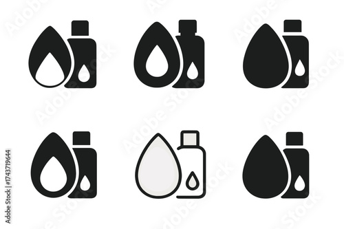 Beauty Sponge Logos. Beauty Sponge Next to Foundation. Set Logo of Beauty Sponge with Foundation Bottle: sponge with foundation drop. harmonious logo