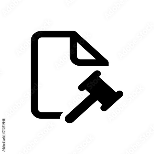 A document icon with a gavel overlapping it suggesting legal paperwork or a court document illustration