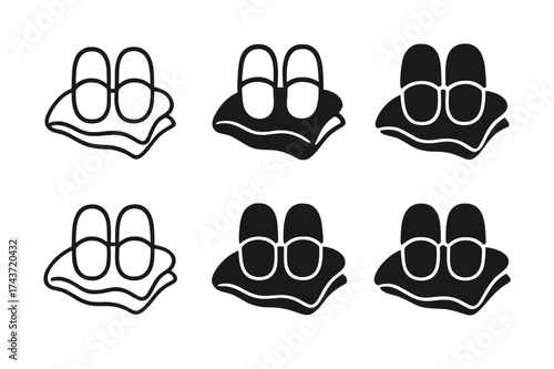 New Year's Logo Variations. New Year?s Day recovery brunch and celebration. Set Logo of New Year?s Day recovery brunch and celebration: Cozy slippers and