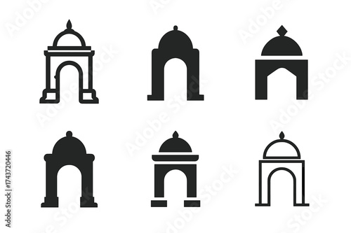 Cultural Heritage Logos. Cultural heritage festivals and events. Set Logo of Cultural Heritage: heritage monument silhouette. harmonious logo variations of the