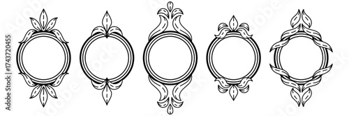 Set of frames in baroque style. Decorative curling plant.