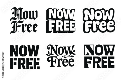 Lettering Styles Showcase. Now Free. Set lettering. harmonious lettering variations of the same emblematic concept (Gothic-inspired decorative type, 3D