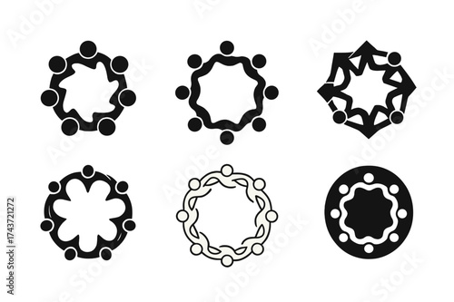 Dance Logo Variations. Dance as a form of stress relief and relaxation. Set Logo of Dance as a form of stress relief and relaxation: Dance circle / group