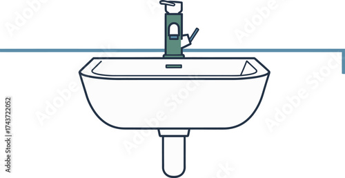 Minimalist Sink and Faucet Illustration