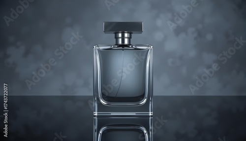 bottle of perfume on gray background