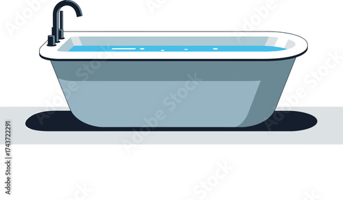 Bathtub with Water and Faucet