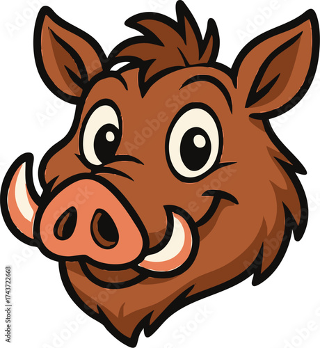 vector illustration of a warthog with big teeth smiling