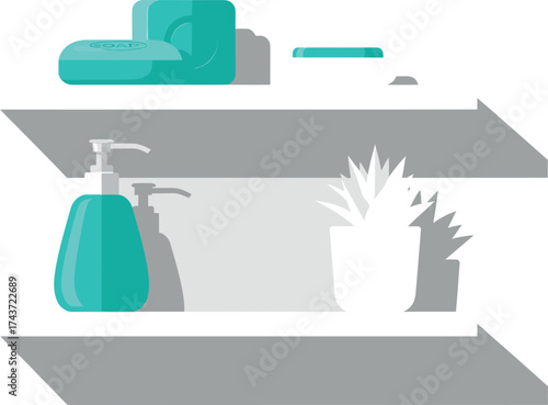 Soap and Lotion Dispenser on Shelf