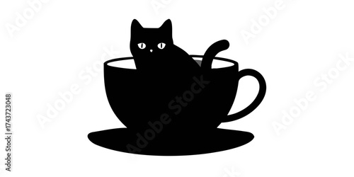 black cat inside a coffee cup