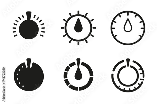 Harmonious Oven Logos. Oven. Set Logo of Oven: temperature dial. harmonious logo variations of the same emblematic concept, each with different artistic