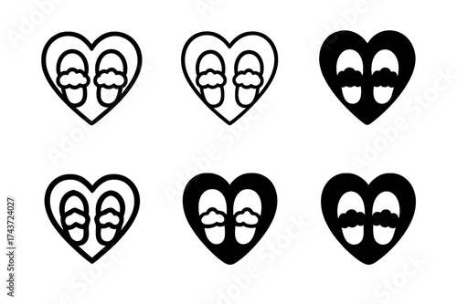 Fuzzy Slippers Logos. Fuzzy Slippers. Set Logo of Fuzzy Slippers: heart. harmonious logo variations of the same emblematic concept, each with different