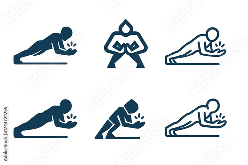 Push-Up Logo Variations. Push-Up Variations. Set Logo of Push-Up Variations: clap push-up pose. harmonious logo variations of the same emblematic concept, each