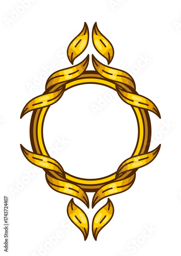 Floral frame in baroque style. Decorative curling plant.