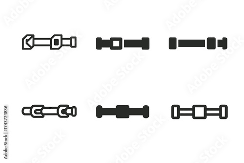 Modular Closet Rod Logos. Closet rod. Set Logo of modular design: rod with adjustable parts illustrated. harmonious logo variations of the same emblematic