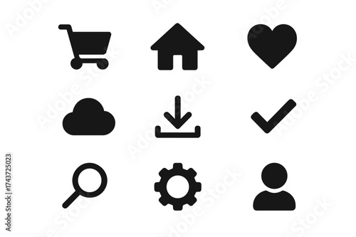 Uniform Icon Set. Equal spacing between icons and equal margins on the edges. Uniform icon size across the set