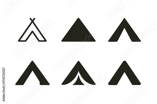 Backpack Travel Logos. Traveling with a Backpack. Set Logo of Traveling with a Backpack: tent. harmonious logo variations of the same emblematic concept, each