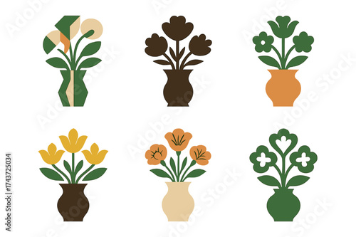 Maximalist Logo Variations. Maximalist Aesthetics. Set Logo of Maximalist Aesthetics: floral bouquet. harmonious logo variations of the same emblematic