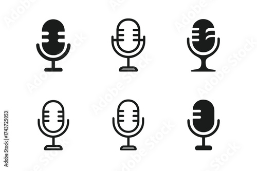Indie Music Logos. Indie Music. Set Logo of Indie Music: microphone. harmonious logo variations of the same emblematic concept, each with different artistic