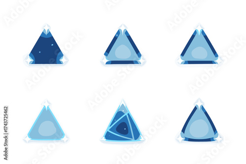 Celestial Triangle Logos. Summer triangle. Set Logo of Astronomy: celestial triangle with glow. harmonious logo variations of the same emblematic concept, each