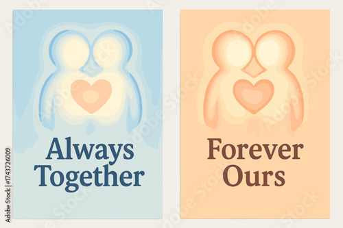 Soulmates United Banners. Soulmates. Two vertical A6 banners with safe margins, centered composition, no elements touching edges, pastel style, sky blue and